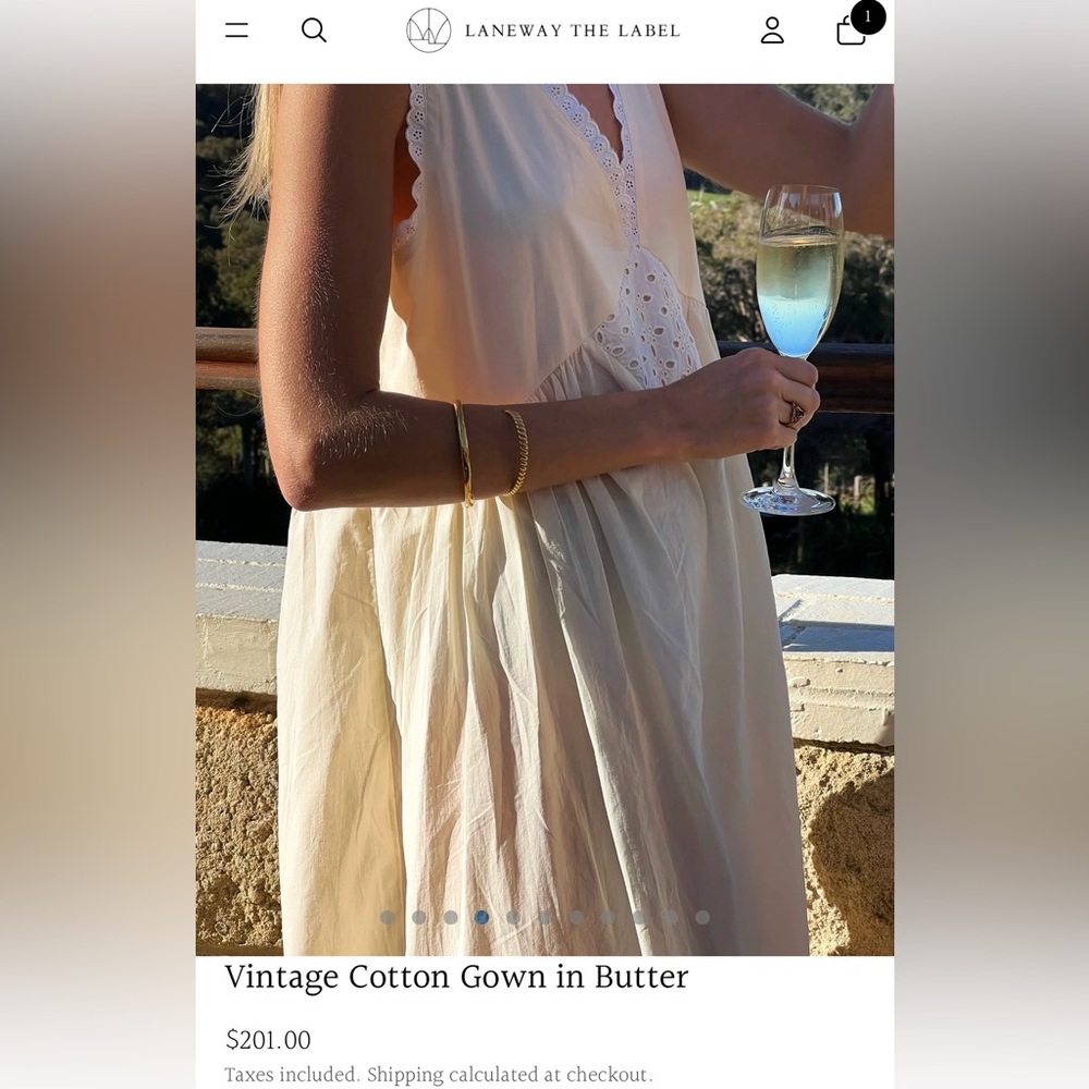 Vintage Cotton Gown in Butter - Women's Nightdress - Picture 2 of 6
